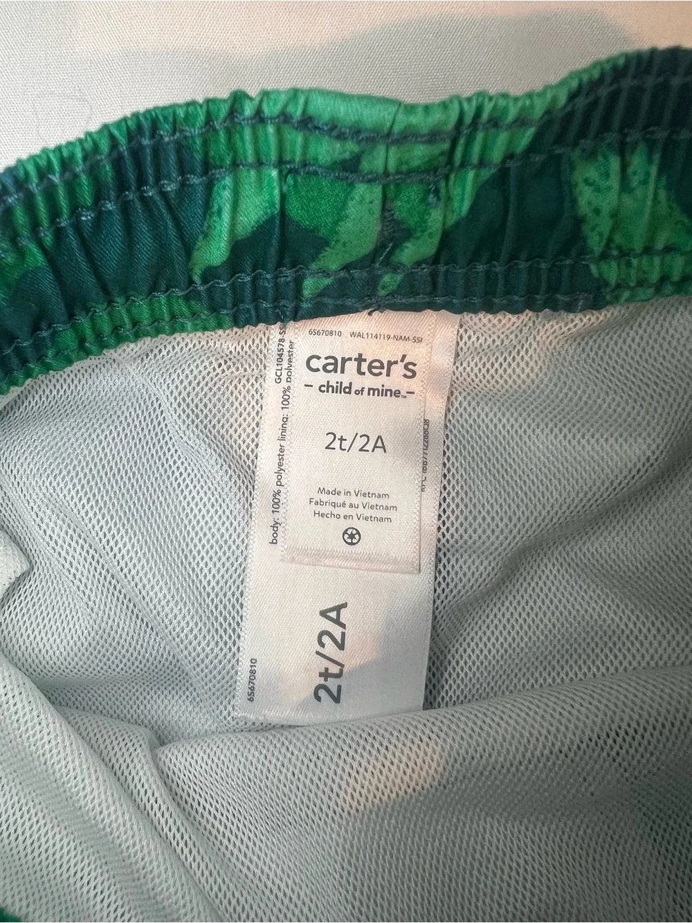 Carter's Green Rash Guard and Tropical Swim Trunk Set Size 2T